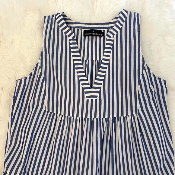 Tuckernuck Pomander Place Kenzo Blue & White Striped Cotton Poplin Sun Dress - Picture 7 of 15